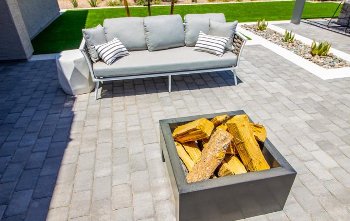 Rear Yard Fire Pit With Three Person Couch